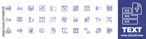 Text line icon collection. Editable stroke. Vector illustration. Containing email marketing, email, text to speech, text box, text, text editor, message, text size, typography, image, font size. photo