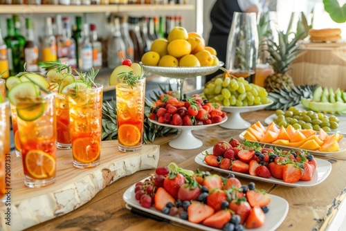 Enjoy a Relaxing Day by the Seaside with Refreshing Summer Drinks and Fresh Fruit Buffet