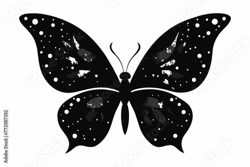 Glitter butterfly sublimation clipart black vector design.