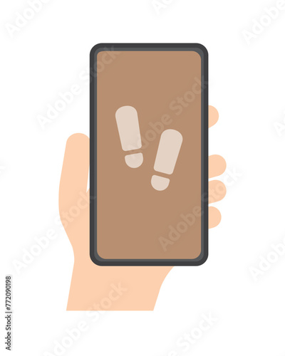 スマホを持つ手　通知　歩数計
