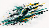 isolated swimmer with abstract paint strokes and artistic textures