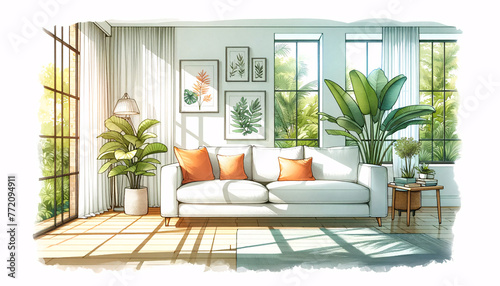 modern living room with sofa