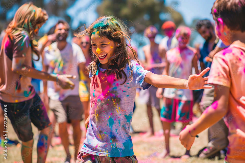 Vibrant City Festival: Joyful Family Dancing in Celebration