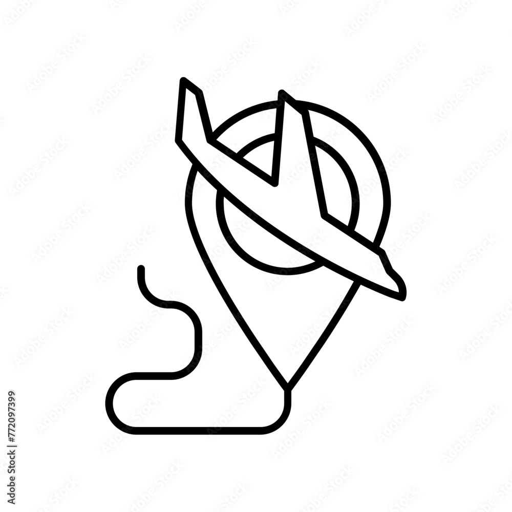 plane route icon. outline icon plane route icon. outline icon