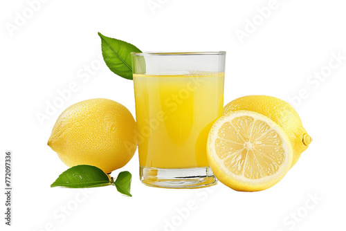 Tasty lemon juice in a glass isolated on transparent background © rzrstudio
