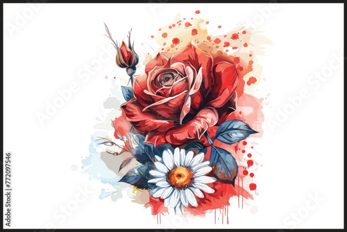 watercolor floral design, watercolor flower vector, watercolor flower vector art. photo