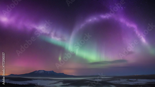  The ethereal glow of auroras enveloping a celestial body against the backdrop of a star-studded universe. photo