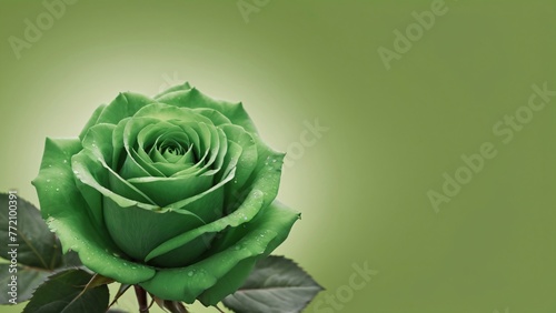 Fototapeta Naklejka Na Ścianę i Meble -  close up view of a bloomed green rose against a matching green background