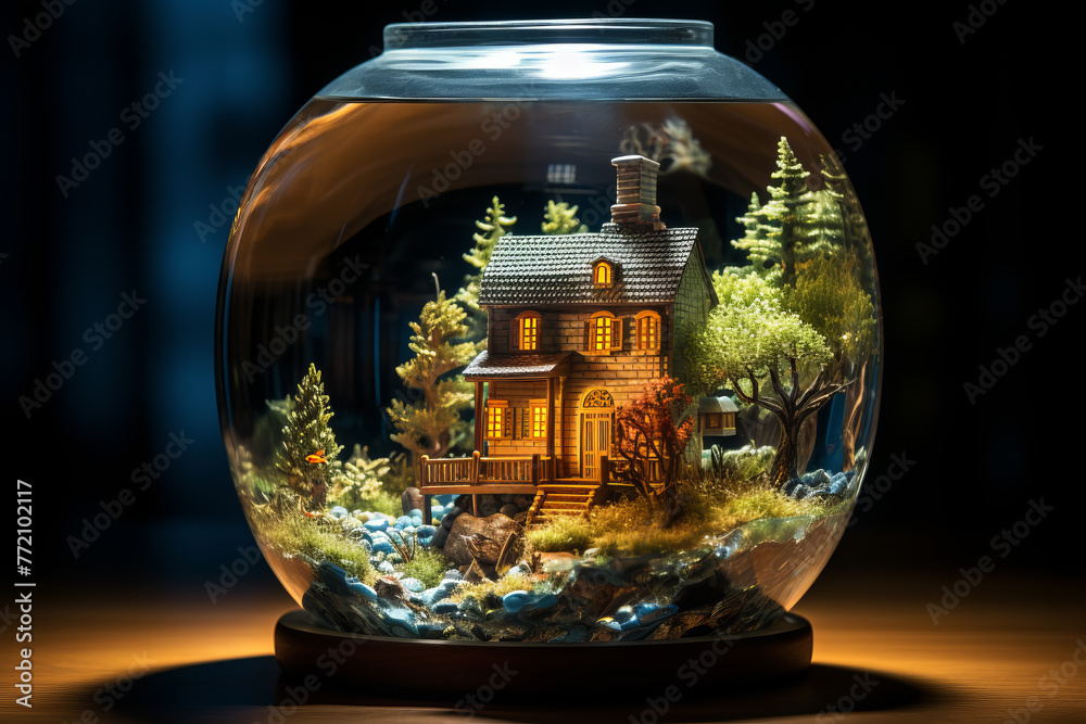 Exquisite miniature scenes inside the glass cover Exquisite miniature scenes inside the glass cover