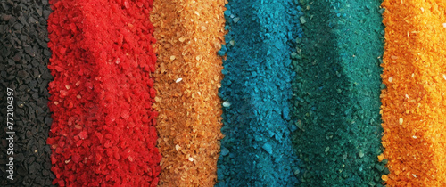 Background and texture of colored rubber crumbs for filling the surface.