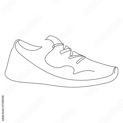 Shoe continues one line art drawing minimalist design vector and illustration