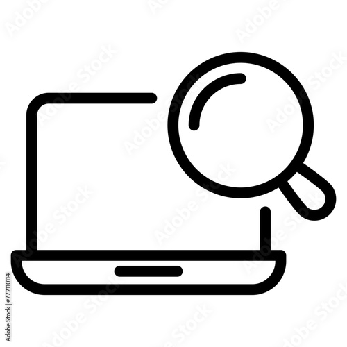 laptop with magnifiying glass icon