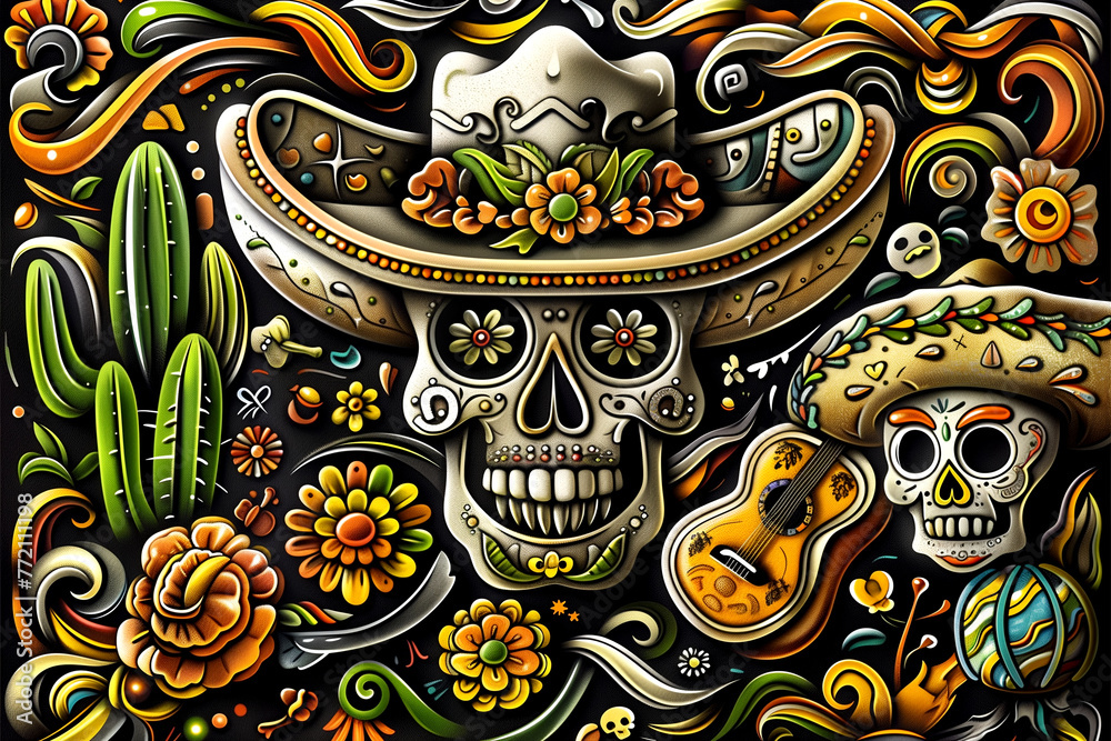Illustrations for posters, banners, prints in honor of Mexican holidays