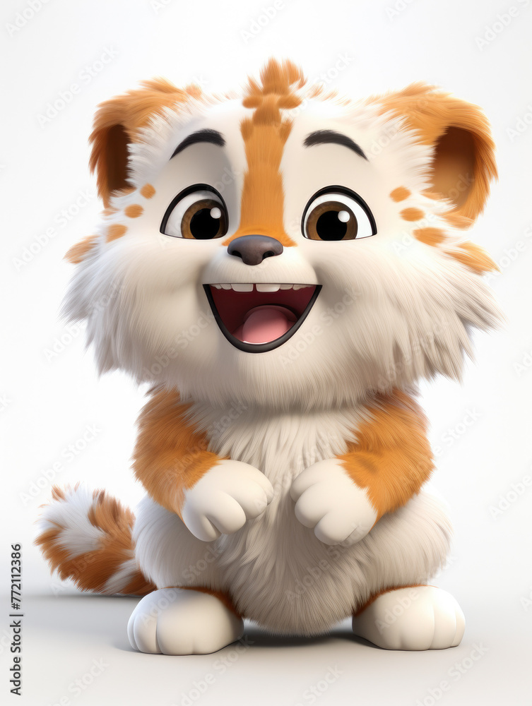 A cartoon cat with a big smile on its face. The cat is sitting on a white background A cartoon cat with a big smile on its face. The cat is sitting on a white background