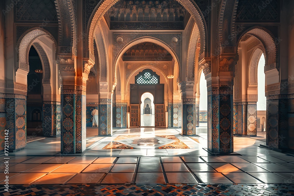 : A traditional mosque with stunning geometric patterns and a peaceful atmosphere