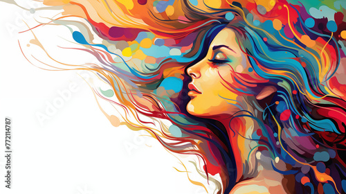 Abstract colorful illustration freedom of woman.