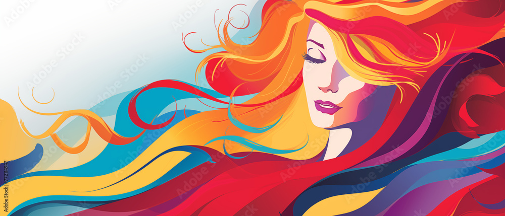 Abstract colorful illustration freedom of woman.