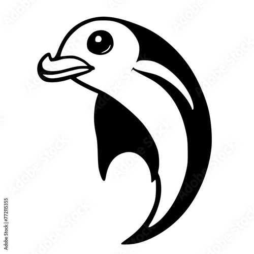 Graceful Dolphin Illustration: Majestic Marine Mammal Isolated on White Background