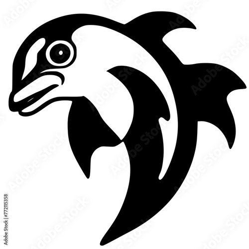 Sleek Dolphin Vector: Elegant Aquatic Creature Against a Clean White Canvas