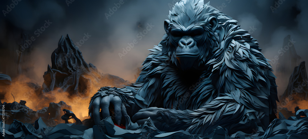 paper quilling gorilla, ai generative paper quilling gorilla, ai generative