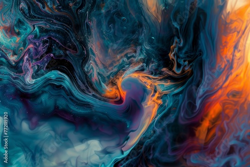 Chaotic swirls of blue and orange create an abstract painting evoking feelings of anxiety and panic