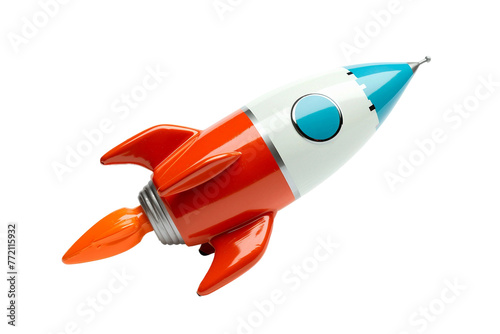Small rocket toy isolated on transparent background © rzrstudio
