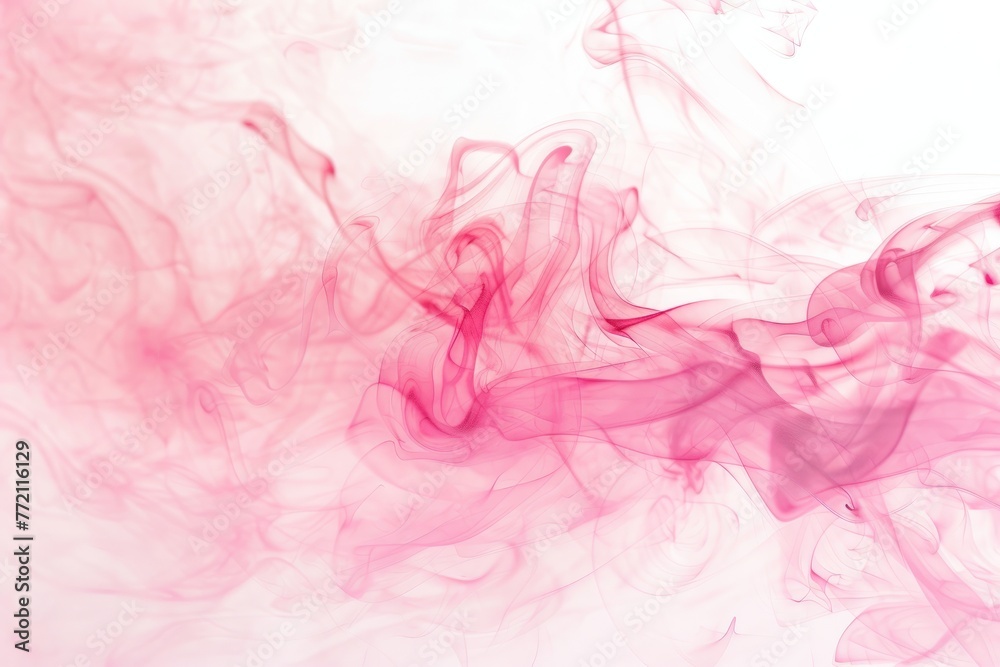 Pink smoke billows against a white backdrop, creating a soft and pastel-colored scene ideal for product displays