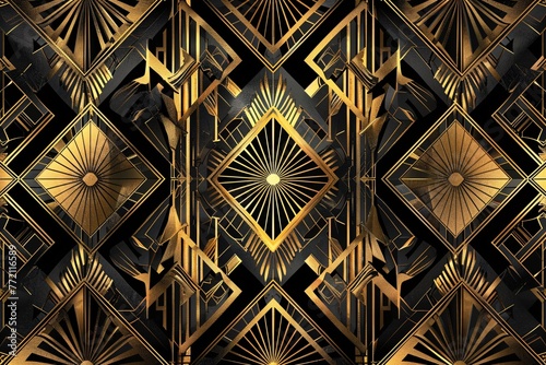 Golden Geometric Patterns A Blend of Art Deco and Modern Design Generative AI