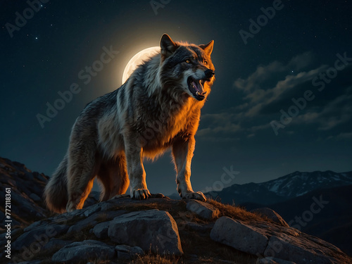 Mystical Werewolf in the Night Captivating Vector Illustration for Fantasy and Horror Concepts. With ai generative..