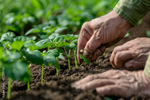 A person is planting seeds in the dirt, symbolizing growth, renewal, and the power of nature