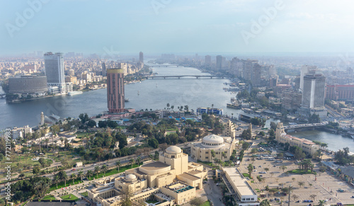 Aerial view of Cairo with Nile River, Egypt