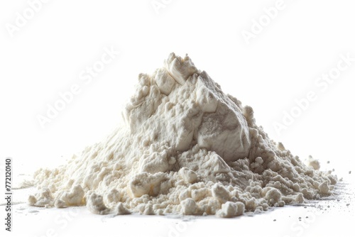 A pile of flour separated on a white background, Generative AI 