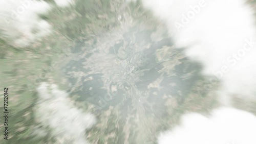 Earth zoom in from space to Mersch, Luxembourg. Followed by zoom out through clouds and atmosphere into space. Satellite view. Travel intro. Images from NASA photo
