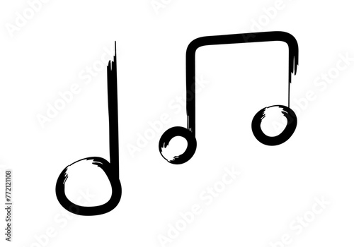 Icono negro de notas musicales hechas con trazado de pincel.