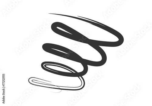 Icono negro de trazado en remolino hecho con pincel. 