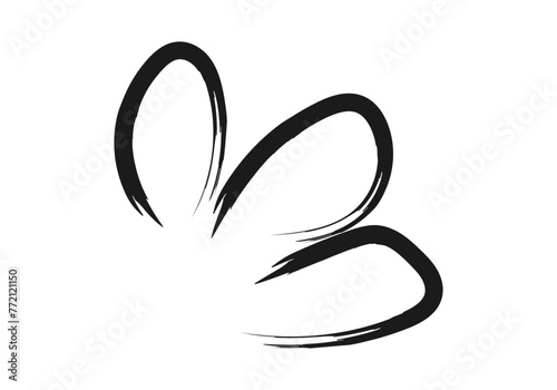 Icono negro de ala hecho con trazado de pincel negro.
