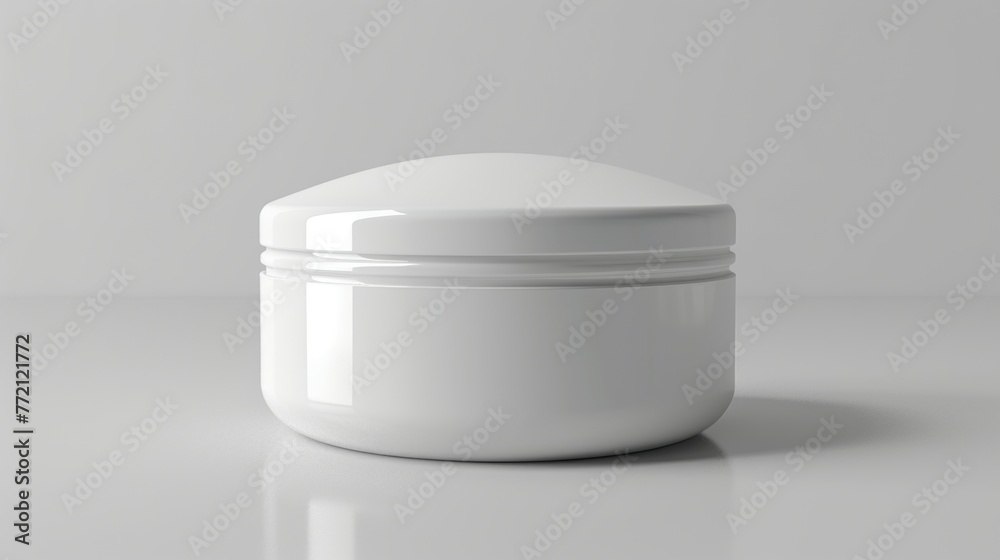 Clean White Cosmetic Jar on Pristine Surface Clean White Cosmetic Jar on Pristine Surface