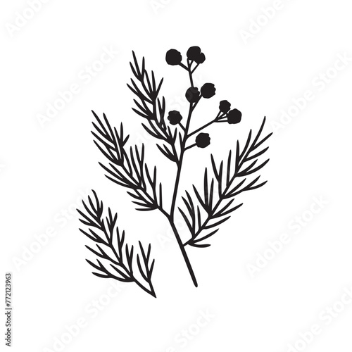 Juniper in cartoon  doodle style . Image for t-shirt  web  mobile apps and ui. Isolated 2d vector illustration in logo  icon  sketch style  Eps 10  black and white. AI Generative