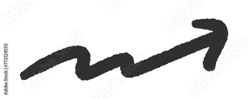 手描きの右肩上がりの黒い矢印 - シンプルでおしゃれな斜め上方向のデザイン素材