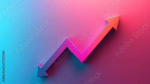 Growth arrow symbol with colored gradient   oncept  business  success  Sales increase copy and text space  16 9