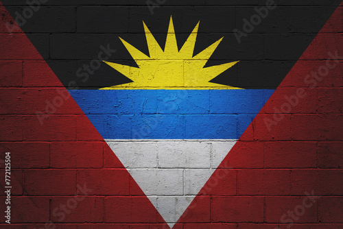 Flag of Antigua and Barbuda painted on a wall photo