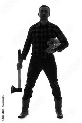 Silhouette of mature man wi...