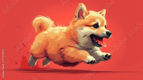 Cartoon dog running cutely