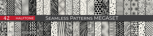 Triangle halftone pattern set. Unique hipster deco graphic. Subtle black and white patterns.