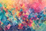 : An abstract mosaic of triangular shapes, shimmering in vibrant hues with a soothing pastel background.