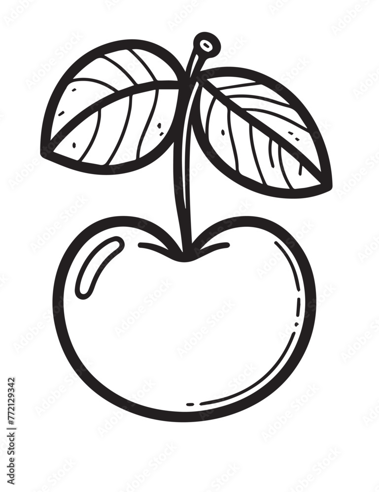 Illustration Coloring draw fruit fresh cherry black and white version good for kids Illustration Coloring draw fruit fresh cherry black and white version good for kids