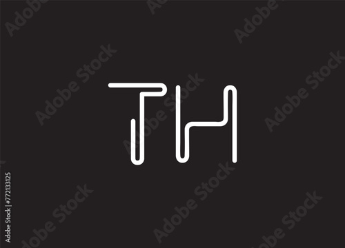 TH monogram logo with abstract logo line design template