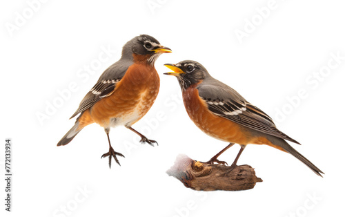 Two elegant birds perched on a wooden platform