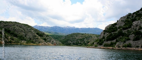 view while boating the Zrmanja river inland starting from Obrovac , Croatia photo