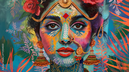 A Vibrant Portrait of the Hindu Divine Mother photo